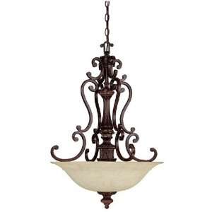   Collection 4 Light Pendant, Chesterfield Finish with Rust Scavo Glass