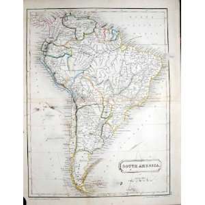  1844 Map South America Falkland Peru Patagonia Brazil 