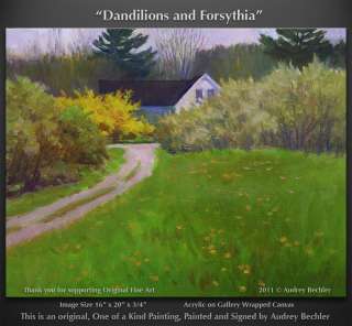 Dandilions Forsythia Maine Landscape Painting Bechler  