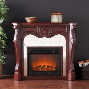 Belmont Cherry Electric Fireplace, Poplar wood, MDF and PB w/ basswood 