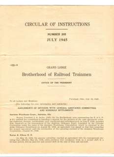 1945 BROTHERHOOD OF RAILROAD TRAINMEN Info WWII CONTENT  