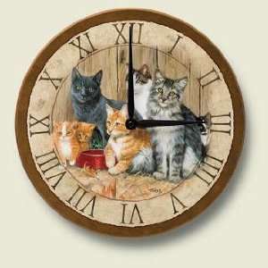 Barn CATS Kittens Decorative Wood Wall Clock 