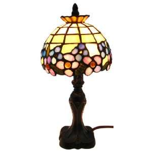  Stained Glass Mini Accent Lamp Light   Blue Flowers