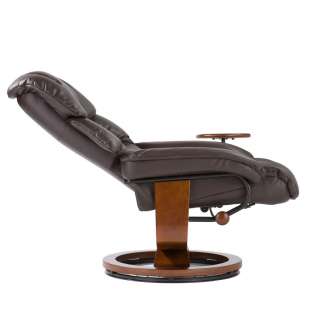 ERGONOMIC BROWN LEATHER RECLINER SWIVAL CHAIR & OTTOMAN SET NEW  