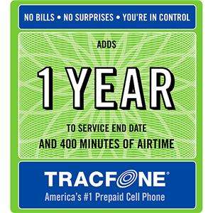400 MINUTE ONE YEAR REFILL CARD FOR TRACFONE  
