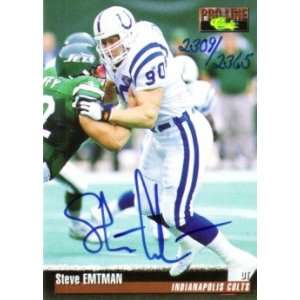 Steve Emtman certified autograph Indianapolis Colts 1995 Pro Line card