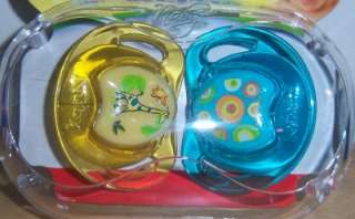 Nuby Prism Orthodontic 2 Pk Pacifiers & Case, Baby Shower, Diaper Cake 