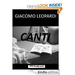 Canti (Italian Edition) Giacomo Leopardi  Kindle Store