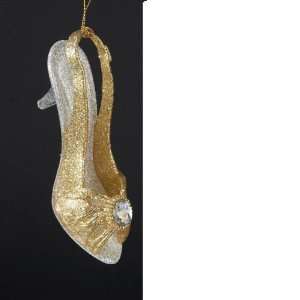  5 Gold Glitter Drenched Sling Back High Heel Shoe 