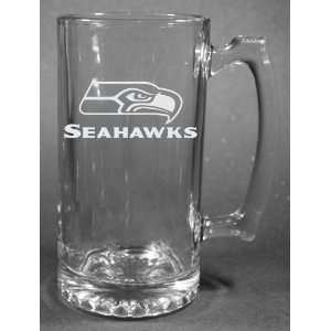   Seattle Seahawks Laser Etched 27oz Glass Beer Mug