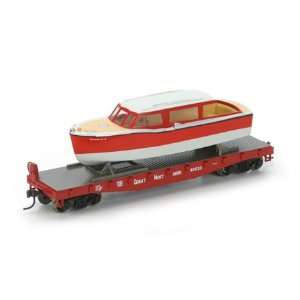  HO RTR 40 Flat with Boat, GN #2 ATH96318 Toys & Games