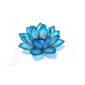  Paradise Cool Water Blue Capiz Lotus Tea Light Holder 