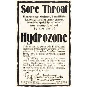  1904 ORIG. Ad Tonsilitis Medicine Hydrozone Sore Throat 