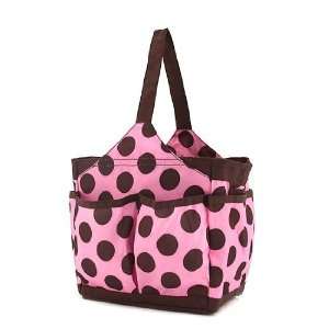 BELVAH   Polka Dots Versatile Caddy   Lunchbox   Diaper Bag   Pink 
