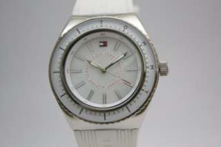 New Tommy Hilfiger Women Pearl Dial White Rubber Watch 40mm 1781006 