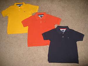 NWT New Tommy Hilfiger Boys Solid Yellow Orange Navy Polo Shirt 3T 5 6 