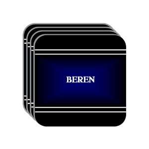 Personal Name Gift   BEREN Set of 4 Mini Mousepad Coasters (black 