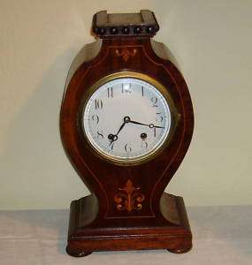 ANTIQUE NEW HAVEN BALLOON TIME & STRIKE MARQUETRY CLOCK  
