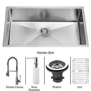 Vigo VG15064 Stainless Steel Kitchen Sink and Faucet Combos Single 
