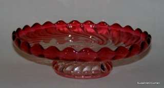 Baccarat BAMBOUS SWIRL Rose Tiente Cranberry 7 Dessert Stand Tazza 