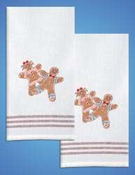 Tobin Stamped Embroidey Cross Stitch Towels GINGERBREAD 021465129068 