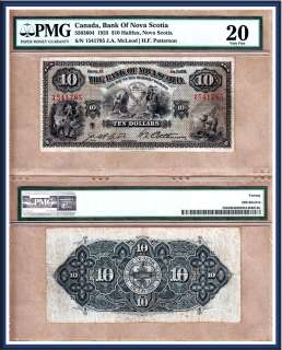 1935 $10 Bank of Nova Scotia Note. PMG VF20 Arms of Nova Scotia 
