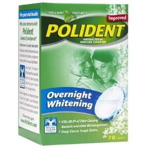 Polident Overnight Whitening Denture Cleanser 78 ct (Quantity of 4)
