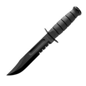  Black Fighting/Utility Knife Kydex Sheath 7 in. Serrated 