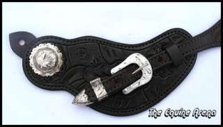   Oil Leather Floral Tooling w/Silver Concho, Buckle Keeper Tips  
