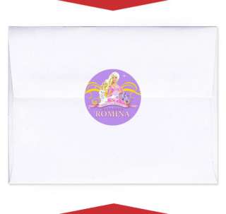 24 BARBIE PERENNIAL Personalized Birthday Party Favors Envelope SEAL 