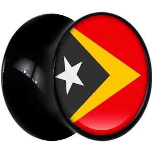  10mm Black Acrylic Timor Leste Flag Saddle Plug Jewelry