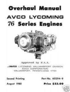 Lycoming Overhaul Manual O 320 H O LO 360 E 76 Series  