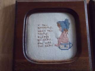 Vintage Country Bathroom Sayings Finished Cross Stitch  