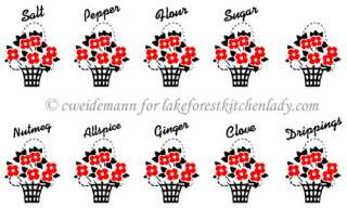 NEW Decals for Vintage MilkGlass Spice Jars Red Flowers  