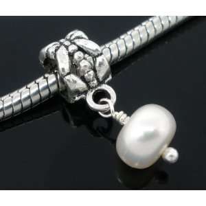 Beads, Freshwater Cultured Pearl Dangle Charm Bead fits Pandora, Biagi 