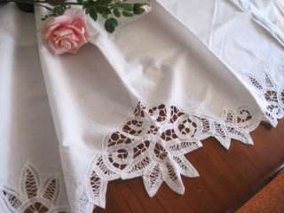 Elegant White Hand Batten Lace Cotton Café Curtain Trim  
