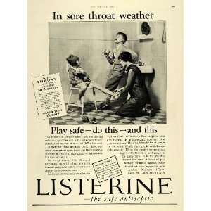  1927 Ad Children Sore Throats Cold Listerine Antiseptic 