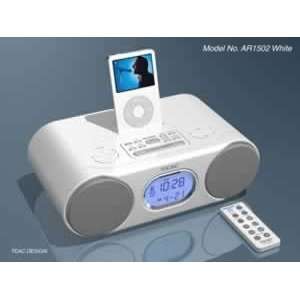  Clock Radio w/ iPod Dock   White Electronics