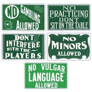  Pool Hall Advisory Signs (Set Of Five)