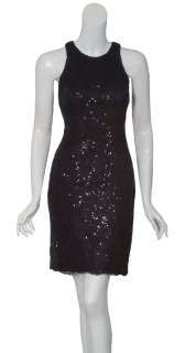 THEIA Black Sequin Lace Cocktail Party Dress 14 NEW  