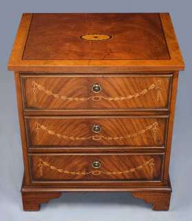 English Antique Style Mahogany Bedside Chest of Drawers  