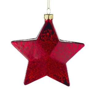  Glittery Red Star Glass Christmas Ornament