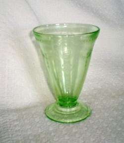 Belmont Glass ROSE CAMEO Green Depression Glass Footed Tumbler  