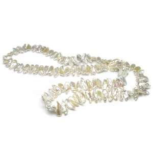  White Biwa Freshwater pearl Necklace Jewelry