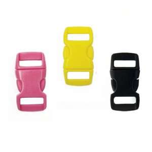 Mix of 15 Black, Pink, Yellow 3/8 Buckles (5 each) , Contoured Side 
