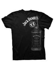 Jack Daniels Tennessee Whiskey Large Bottle Black T Shirt