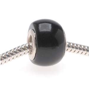  Gemstone Bead Fits Pandora Black Jasper 13.5mm (1) Arts 