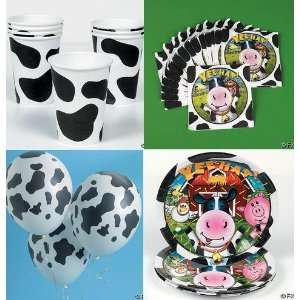  COW Spot Party Set   Cups Plates Napkins Balloons 