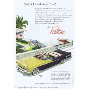  1956 Pontiac Convertible Gold & Black Vintage Ad 