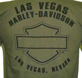 Harley Davidson Las Vegas Dealer Tee T Shirt GREEN MEDIUM #BRAVA1 